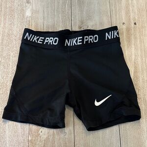Women’s Nike Pro Black Training Shorts with White Swoosh